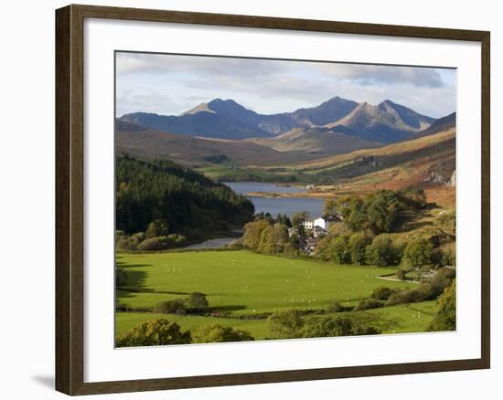 Uk, North Wales, Snowdonia; the Snowdon Horseshoe Rises Above Llyn Mymbr-John Warburton-lee-Framed Photographic Print