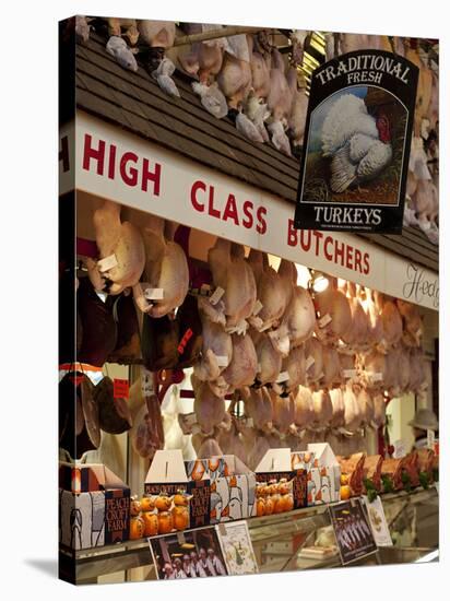 UK, Oxford, A Well-Stocked, 'High Class' Butcher Selling Christmas Turkeys in Oxford's Covered Mark-Niels Van Gijn-Stretched Canvas