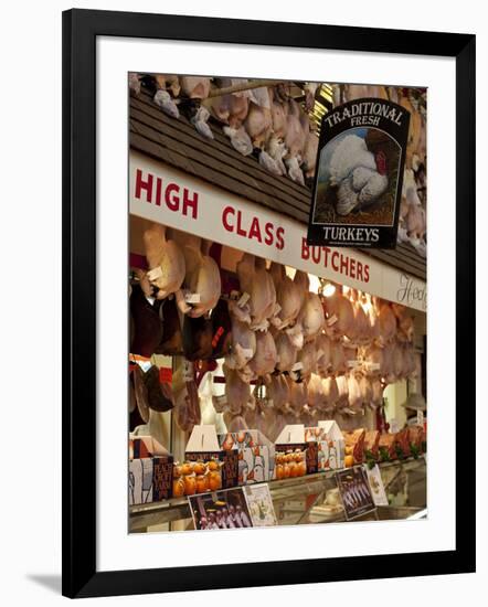 UK, Oxford, A Well-Stocked, 'High Class' Butcher Selling Christmas Turkeys in Oxford's Covered Mark-Niels Van Gijn-Framed Photographic Print