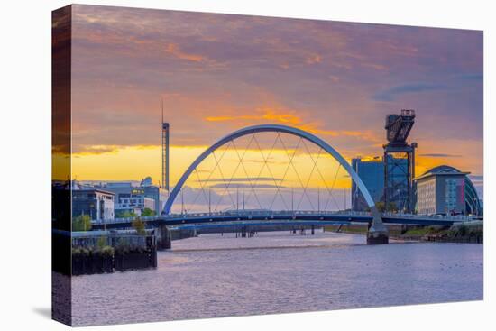 UK, Scotland, Glasgow, River Clyde, Finnieston Crane and the Clyde Arc, Nicknamed Squinty Bridge-Alan Copson-Stretched Canvas