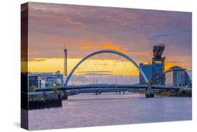 UK, Scotland, Glasgow, River Clyde, Finnieston Crane and the Clyde Arc, Nicknamed Squinty Bridge-Alan Copson-Stretched Canvas