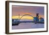 UK, Scotland, Glasgow, River Clyde, Finnieston Crane and the Clyde Arc, Nicknamed Squinty Bridge-Alan Copson-Framed Photographic Print