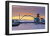 UK, Scotland, Glasgow, River Clyde, Finnieston Crane and the Clyde Arc, Nicknamed Squinty Bridge-Alan Copson-Framed Photographic Print