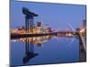 UK, Scotland, Glasgow, River Clyde, Finnieston Crane and the Clyde Arc, Nicknamed the Squinty Bridg-Alan Copson-Mounted Photographic Print