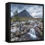 UK, Scotland, Highland, Glen Coe, River Coupall, Coupall Falls and Buachaille Etive Mor-Alan Copson-Framed Stretched Canvas