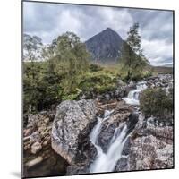 UK, Scotland, Highland, Glen Coe, River Coupall, Coupall Falls and Buachaille Etive Mor-Alan Copson-Mounted Photographic Print