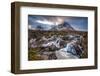 UK, Scotland, Highland, Glen Coe, River Coupall, Coupall Falls and Buachaille Etive Mor-Alan Copson-Framed Photographic Print