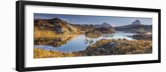 UK, Scotland, Highland, Sutherland, Lochinver, Loch Druim Suardalain, Mount Canisp (centre) and Mou-Alan Copson-Framed Photographic Print