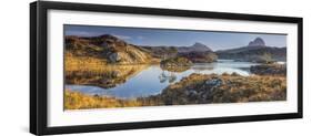 UK, Scotland, Highland, Sutherland, Lochinver, Loch Druim Suardalain, Mount Canisp (centre) and Mou-Alan Copson-Framed Photographic Print