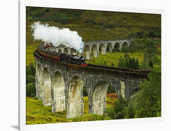 UK, Scotland, Highlands, Jacobite Steam Train crossing the Glenfinnan Viaduct.-Karol Kozlowski-Framed Photographic Print