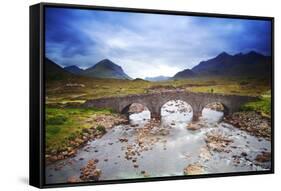 Uk, Scotland, Inner Hebrides, Isle of Skye. Sligachan Bridge and Mountains in the Background.-Ken Scicluna-Framed Stretched Canvas