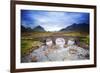 Uk, Scotland, Inner Hebrides, Isle of Skye. Sligachan Bridge and Mountains in the Background.-Ken Scicluna-Framed Photographic Print