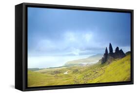 Uk, Scotland, Inner Hebrides, Isle of Skye. the Old Man of Storr in Dramatic Weather.-Ken Scicluna-Framed Stretched Canvas