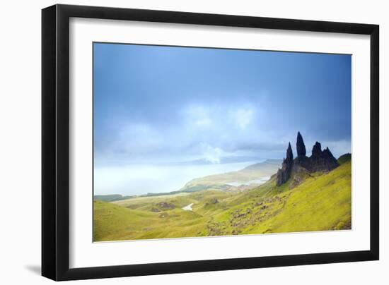 Uk, Scotland, Inner Hebrides, Isle of Skye. the Old Man of Storr in Dramatic Weather.-Ken Scicluna-Framed Photographic Print