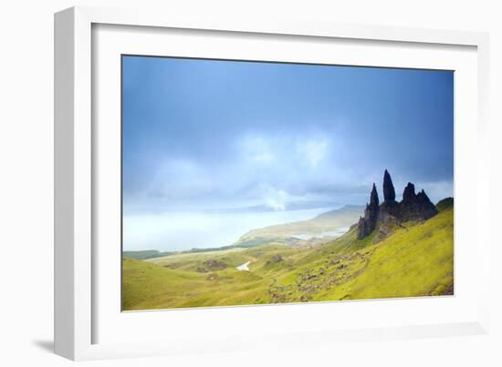 Uk, Scotland, Inner Hebrides, Isle of Skye. the Old Man of Storr in Dramatic Weather.-Ken Scicluna-Framed Photographic Print