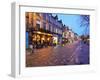 UK, Scotland, Lothian, Edinburgh, Twilight view of the Black Bull Pub and the Grassmarket.-Karol Kozlowski-Framed Photographic Print