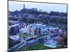 UK, Scotland, Lothian, Edinburgh, Twilight view of the Scottish Parliament Building and the Calton-Karol Kozlowski-Mounted Photographic Print