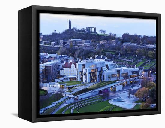 UK, Scotland, Lothian, Edinburgh, Twilight view of the Scottish Parliament Building and the Calton-Karol Kozlowski-Framed Stretched Canvas