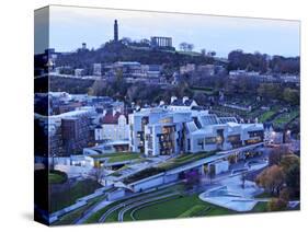 UK, Scotland, Lothian, Edinburgh, Twilight view of the Scottish Parliament Building and the Calton-Karol Kozlowski-Stretched Canvas
