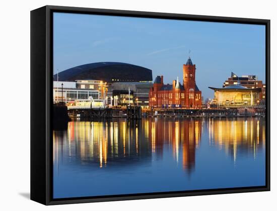 Uk, Wales, Cardiff, Cardiff Bay, Millennium Centre, Pier Head, Welsh Assembly Building-Christian Kober-Framed Stretched Canvas