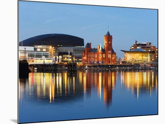 Uk, Wales, Cardiff, Cardiff Bay, Millennium Centre, Pier Head, Welsh Assembly Building-Christian Kober-Mounted Photographic Print