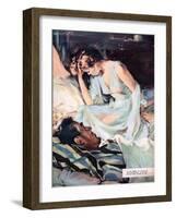 UK Womens Story Illustrations Magazine Plate-null-Framed Giclee Print