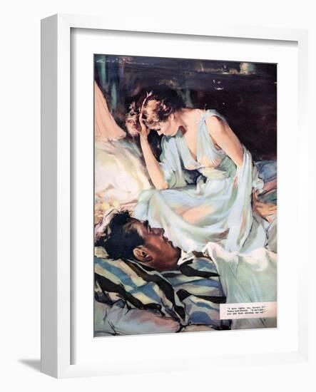 UK Womens Story Illustrations Magazine Plate-null-Framed Giclee Print