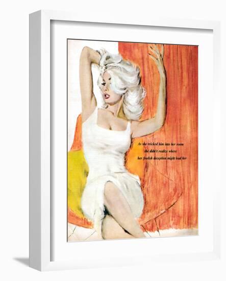 UK Womens Story Illustrations Magazine Plate-null-Framed Giclee Print