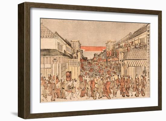 Ukie Sakaicho Fukiyacho Kaomise Yorushibai No Zu-Utagawa Toyoharu-Framed Giclee Print