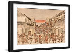 Ukie Sakaicho Fukiyacho Kaomise Yorushibai No Zu-Utagawa Toyoharu-Framed Giclee Print