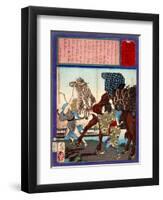 Ukiyo-E Newspaper: 10 Years Old Girl Horse Whisperer-Yoshitoshi Tsukioka-Framed Giclee Print