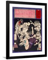 Ukiyo-E Newspaper: a Burglar Being Distressed by Ghosts of His Murdered Victims-Yoshitoshi Tsukioka-Framed Giclee Print