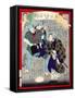 Ukiyo-E Newspaper: a Candy Pedlar Couple Were Detected to Be Moonlight Burglar-Yoshiiku Ochiai-Framed Stretched Canvas