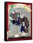 Ukiyo-E Newspaper: a Candy Pedlar Couple Were Detected to Be Moonlight Burglar-Yoshiiku Ochiai-Framed Stretched Canvas