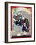 Ukiyo-E Newspaper: a Candy Pedlar Couple Were Detected to Be Moonlight Burglar-Yoshiiku Ochiai-Framed Giclee Print