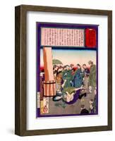 Ukiyo-E Newspaper: a Father Wrestle Down a Kidnapper Who Took His Daughter-Yoshitoshi Tsukioka-Framed Giclee Print