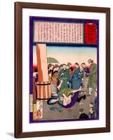 Ukiyo-E Newspaper: a Father Wrestle Down a Kidnapper Who Took His Daughter-Yoshitoshi Tsukioka-Framed Giclee Print