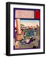 Ukiyo-E Newspaper: a Father Wrestle Down a Kidnapper Who Took His Daughter-Yoshitoshi Tsukioka-Framed Giclee Print