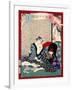 Ukiyo-E Newspaper: a Fishmonger’S Wife Owaka Goes Back to Working at Yoshiwara-Yoshiiku Ochiai-Framed Giclee Print