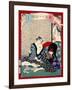 Ukiyo-E Newspaper: a Fishmonger’S Wife Owaka Goes Back to Working at Yoshiwara-Yoshiiku Ochiai-Framed Giclee Print