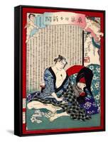 Ukiyo-E Newspaper: a Fishmonger’S Wife Owaka Goes Back to Working at Yoshiwara-Yoshiiku Ochiai-Framed Stretched Canvas