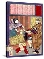 Ukiyo-E Newspaper: a Great Strength Child from Banshu Became a Sumo Wrestler-Yoshitoshi Tsukioka-Stretched Canvas