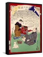 Ukiyo-E Newspaper: a Man Who Married Ooto Knowing She Is a Cross-Dressing Man-Yoshiiku Ochiai-Framed Stretched Canvas