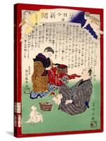 Ukiyo-E Newspaper: a Man Who Married Ooto Knowing She Is a Cross-Dressing Man-Yoshiiku Ochiai-Stretched Canvas