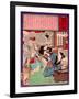 Ukiyo-E Newspaper: a Noodle Shop Wife Throw a Boiling Pot to Her Husband-Yoshitoshi Tsukioka-Framed Giclee Print