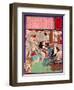 Ukiyo-E Newspaper: a Noodle Shop Wife Throw a Boiling Pot to Her Husband-Yoshitoshi Tsukioka-Framed Giclee Print