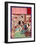 Ukiyo-E Newspaper: a Noodle Shop Wife Throw a Boiling Pot to Her Husband-Yoshitoshi Tsukioka-Framed Giclee Print