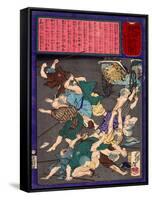 Ukiyo-E Newspaper: a Ricksha Crushed into a Group of Blind Masseurs-Yoshitoshi Tsukioka-Framed Stretched Canvas