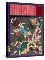 Ukiyo-E Newspaper: a Ricksha Crushed into a Group of Blind Masseurs-Yoshitoshi Tsukioka-Stretched Canvas