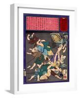 Ukiyo-E Newspaper: a Ricksha Crushed into a Group of Blind Masseurs-Yoshitoshi Tsukioka-Framed Giclee Print